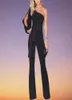 Party Sexy Rompers Womens Jumpsuit Long Sleeve Split One Shoulder Overalls Elegant Evening Wear Black Formal Jumpsuits Sashes9438343