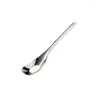 Spoons 304 Stainless Steel Flat Bottom Spoon Thin Section Mirror Polished Multi-Specification Practical Household Tableware Size