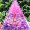 Figurines décoratives Crystals naturels Pyramide Amethyste péridot guérison reiki chakra stress réduit le générateur d'énergie pour la méditation de décoration de chambre