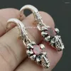 Boucles d'oreilles étalon Rouge CZ Stone 925 Sterling Silver Dragon Claw Oreing Bring 8R006