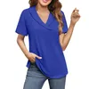 Kvinnors T-skjortor Summer Top Casual Short Sleeved Solid V-ringning LAPEL T-shirt Topps de Talla Grande Camisetas Femininas Camisas E Blusas