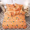 Ensemble de literie respirant dessin animé Animal imprimé 4pcs Housse de couette lits lits lits theets plats