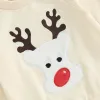 Byxor mababy 3m3y jul nyfödda spädbarn småbarn baby flicka pojke kläder set hjort broderi tröja byxor kläder xmas kostymer