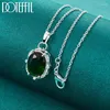 Anhänger 925 Sterling Silber Green Green Zirkon Anhänger Halskette 16 bis 30 Zoll Kette für Frauen Mode Hochzeitsfeier Charme Schmuck Schmuck