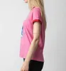 24SS nieuwe modetrend T-shirt Zadig Voltaire Niche Designer Classic Style Tee Pink inkt Digitale print Eenvoudige veelzijdige veelzijdige vrouwen Katoen Kort Mouw T-shirt Polo's