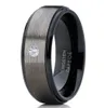 MEN039S 8mm Gümüş Fırçalı Siyah Kenar Tungsten Karbür Yüzük Elmas Aly Band Takı Erkekler için Boyut Boyutu 6135083768