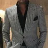 Plaid Men Suits for Wedding 2 Piece Houndstooth Checkered Groom Tuxedos Male Fashion Clothes Costumes Set Jacket with Pants 240412