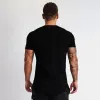 T-shirts Men Running Sport Sport Tshirt Fashion Rounded Hem Roundable Sweatabsorb Cotton Shirt Gym Gym Fitness Externe Treino de manga curta de manga curta