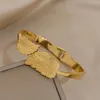 Bracelet Greatera Feuilles épais en acier inoxydable Bracles pour femmes feuilles en métal plaqué or bracelets waterpfoof bijoux