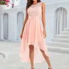 Casual Dresses Elegant Floral Lace Party For Women Wedding Guest Irregular Hem Formal Robe Solid Color Sleeveless High Waist Midi Dress