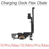 Dock de porta de carregamento Substituição flexível para iPhone 11 12 Mini Pro Max Charger Dados do conector USB Cabo flexível com microfone
