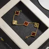 Chain Clover Bracelet & Laser Pattern Luxury Designer Bracelet for Women 18K Gold Titanium Steel Gold-Plated Never Fade Not Allergic, Gold/Silver/Rose, Store/21621802