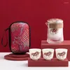 Teaware -sets 2024 Chinese draagbare theeset keramiek 1 pot 2 kopjes reismokken opbergzak warmte isolatiecontainer