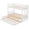 Bunk Bed,Twin over Twin Pull-out Bunk Bed with Trundle,Space-saving Design bed,Safe & Convenient Bunk Bed for Children bedroom