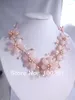Girocollo bellissima collana floreale involuta in pietra naturale rosa a mano 20 "
