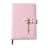 Leather Heart Shaped Lock Journal B6 Lined Hard Cover Personal Planner Notepad Scrapbook Thicken Secret Notebook Girls