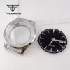 40 mm Silver Watch Case doorzichtige transparante rug duw/trek Crown 35 mm wijzerplaat Handen passen NH34 NH35 NH36 NH38 Automatische beweging