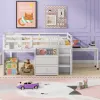 Lit loft pleine grandeur avec bureau et tiroirs, lit mezzanine en bois multifonctionnel avec bureau portable latéral, assemblage facile, chambre pour enfants