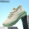 Athletic Shoes Pingkee Elastic Sticked Unisex Mens Sports Shoes Trail Running Mens Sports Shoes Mesh Upper Fitness Fashion Bekvämskor C240412