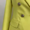 Women's Jackets Suit Double Breasted Lion Head Button Slim Fit Yellow Small Coat