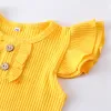 Spodenki Baby Girl Summer Ubrania moda nowonarodzone niemowlę bawełniane falbany romper szorty bower opasek 3pcs dla strojów maluchów