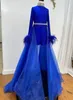 Girls Long Sleeves Pageant Dresses 2022 Feather Trim Short Romper with Overskirt Preteen Formal Event Wear Gowns Stretch Lycra Cry3866273