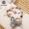 Mobiler# Lets Make Beech Wood Pacifier Chain Siliocne Pärlor Pendant PRAM CLIP HANGING Toys Mobile Holder barnkedja Nyfödd Gym Toy Y240412Y240417VXZG