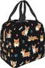 Corgis Paw Hearts Print Insulated Lunch Bag for Girls Kids Women Thermal School Picnic Box Washable Reusable Meal Pail Durable