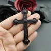 5pcs couleurs argentées noir 80x54mm croix de fleur charm