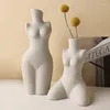 Vazen huizendecoratie menselijk lichaam plastic kunst vaas keramische sculptuur witte bloem floreros decorativos moderno