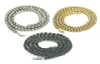 Män hiphop bling is ut tenniskedja 1 rad halsband överdådig klastisk silvergoldblack kedjor smycken6209586