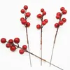 Flores decorativas Garlandes Vibrantes Berries Artificiais Vibrantes Hastes de Berry Faux Realistic Braia