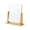 Miroir de maquillage en bois simple Miroir de maquillage de bureau rotatif de bureau Dormitory Pliage Vanity Mirror Home Decoration