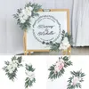 Decorative Flowers 2PC Artificial Wedding Arch Kit Boho Dusty Rose White Pink Eucalyptus Garland Drapes For Decoration Welcome Sign