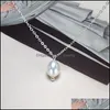Naszyjniki wiszące słodkowodne perły krople wodne naszyjnik dla kobiet dziewczyna s925 szterling Sier ręcznie robiony biżuteria mody dziewczyna Drop dh29e