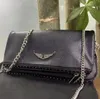 デザイナーZadig Voltaire ZV Chains Bags Wings Diamond-Ironing Lady Bag Women Shalbred Bag Rivet Handbag Crossbody Purse Leather Cross Body Chainハンドバッグ