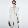 Damesster High Street hartvormige holle ingelegde diamant kralen met lange mouwen Micro Pull Jumpsuit