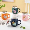 Tazas Copa de cerámica con tapa aislamiento espejo de cuchara linda taza de dibujos animados creative pareja impresión de regalos