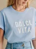 Женские футболки Женские письма с голубым сини