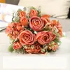 Decorative Flowers Artificial Kimberley Roses Hydrangea Bouquet Holiday Imitation Silk Orange Rose Fake Flower Office Decoration