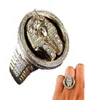Cool Male 18K Gold Dwucie, Czarny Enami Diamentowy pierścionek Egipski Król Tutanchhamun Pierścień Mężczyzn Wedding Party Biżuteria Rozmiar 7138457665