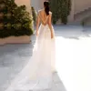 Sexy Floral Lace Applique Beach Wedding Dress Boho Side High Slit Bridal Gown Sleeveless Vestidos de Novia Plus Size