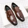 Luxury heren jurk schoenen echte slip-on loafer buckle monnik riem casual zakelijke bruiloftsschoenen voor mannen groot formaat 38-48