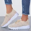 Casual Shoes Women's Mix Colors Elastic Knitting Sneakers 2024 Autumn Breattable Flats Woman Thick Sole Lace Up Walking 43