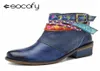 SOCOFY Genuine Leather Women Boots vintage Bohemian Cadle Boots Women Scarpe con cerniera a basso tacco da donna con scarpe da donna Botas Mujer 2010207666025