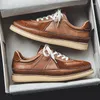 Sapatos casuais A marca Men's Real Leather Plowers Lace-Up Oxfords Sneakers ao ar livre jogging