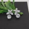 Stud Earrings Korean Version Of Elegant Temperament Wild Butterfly Zircon Needle Simple Flowers Crystal Bridal Wholesale A150