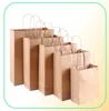 Sac en papier kraft avec poignées sacs-cadeaux d'emballage de couleur en bois pour vêtements de magasin Mariage Fournitures de fête de Noël sacs à main Y06064332315