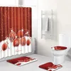 Duschvorhänge 4pcs/ Set Waschraum Badezimmer Vorhang Toilettensitz Abdeckung Wasserabsorptionstürmatten Haus Teppiche Nicht-Schlupfmatte 3D-Druck