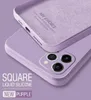 2021 Luxury Original Square Liquid Silicone Telefonfodral för iPhone 12 11 Pro Max Mini XS X XR 7 8 Plus SE 2 Tunn Soft Cover Candy 7863811